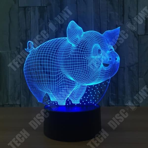 TD® Lovely Pig 7 Färg Lampa 3D Visual Led Nattljus för Barn Touch USB Baby Sleeping Nightlight 3D Light Lamp