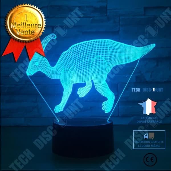 TD® Night Light Creative 7 Colors Change Barn Nattlampa 3D Dinosaur Modellering Visuell Led Skrivbordslampa Barn Sovrum