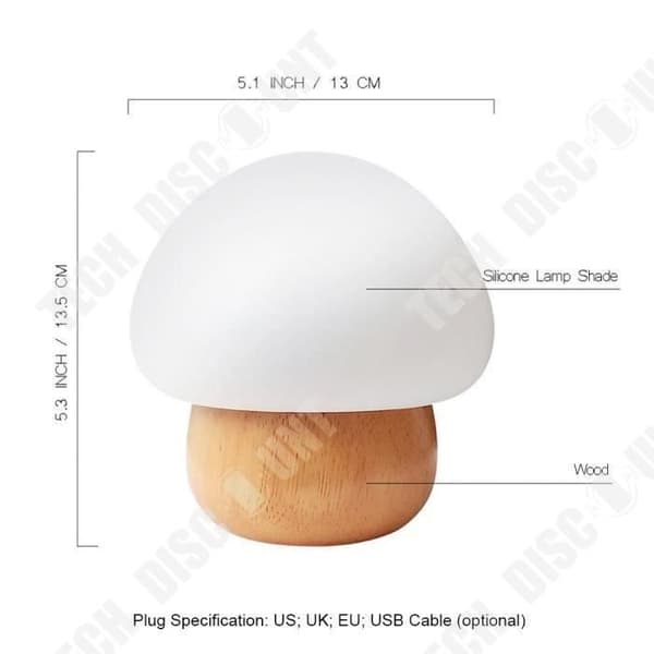 TD® Mushroom nattlampa Mushroom bordslampa USB-anslutning 16 LED-färger dekoration interiör sovrum nattlampa barnrum