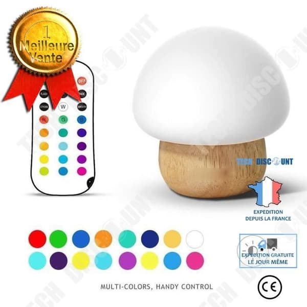 TD® Mushroom nattlampa Mushroom bordslampa USB-anslutning 16 LED-färger dekoration interiör sovrum nattlampa barnrum