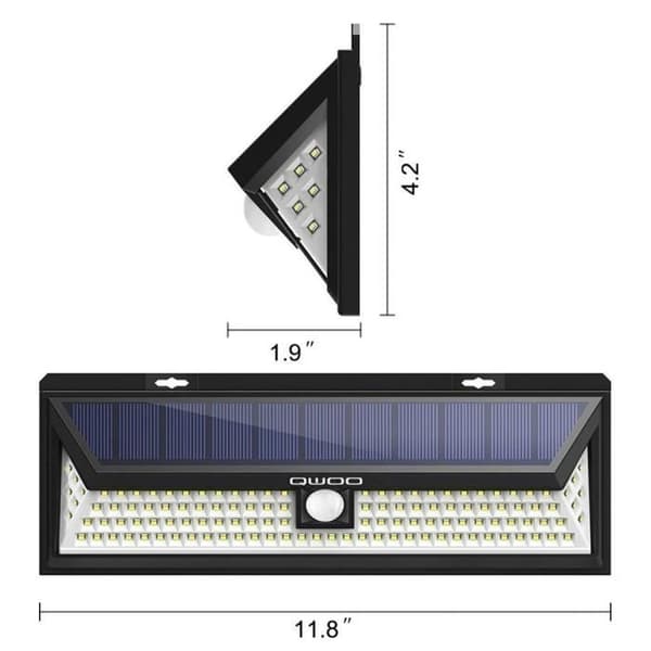 TEMPSA 118LED solcellslampa med fjärrkontroll för utomhusträdgård Vattentät PIR-rörelsesensor