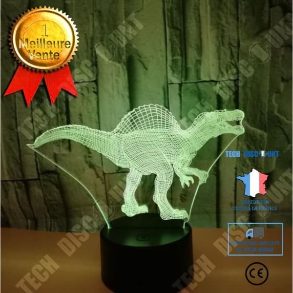 Nattljus - NIAZHY - 3D dinosaurie - Touch - 7 färger - LED