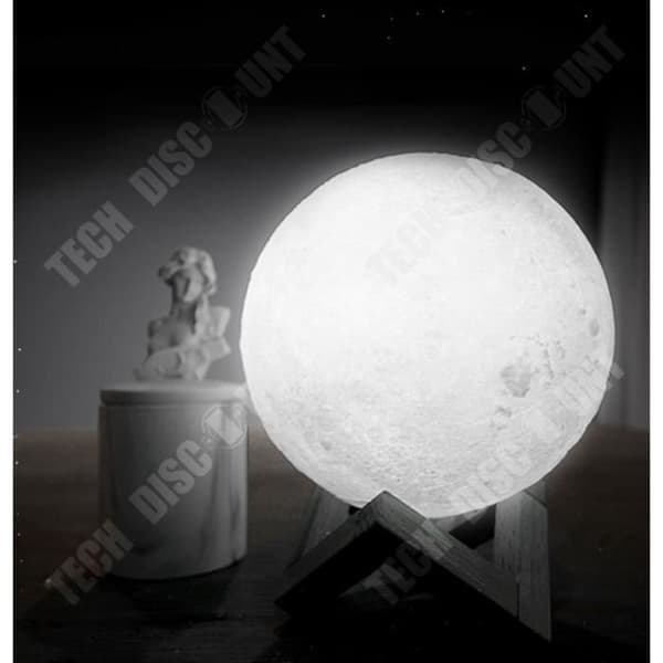 TD® 3D Månlampa - USB-port - Träställ - 20 cm