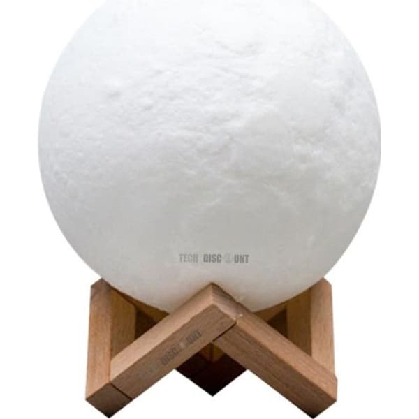 TD® 3D Månlampa - USB-port - Träställ - 20 cm