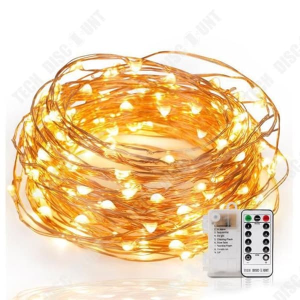 LED Ljusgirland - Tech Discount® - 100 LEDs - Fjärrkontroll - 10m - IP44