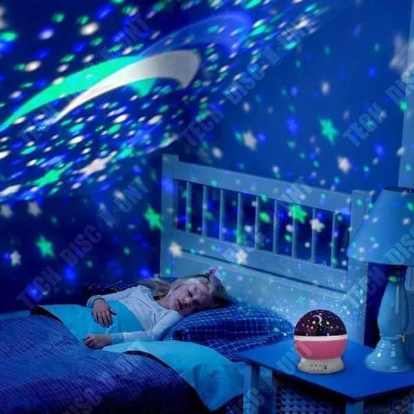 TD® projektionslampa Nattljus Baby Star projektionsljus Barn sänglampa med 360 graders LED för baby Anni Gift w5