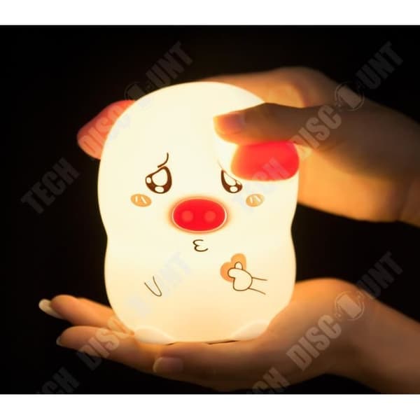 TD® Nyhet Bibi Pig Silikon Nattljus Barnatmosfärsljus Bluetooth Sovljus Romantisk present Touch LED Eye Light