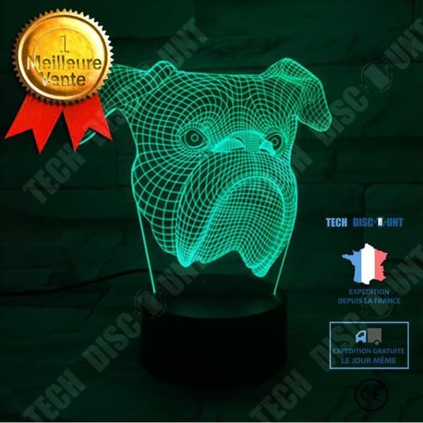 TD® Nattlampa 3D Led-lampa Söt hundledd nattlampa 7 färger Ändrar Sharpei hundbordslampa Djurlampor Barn