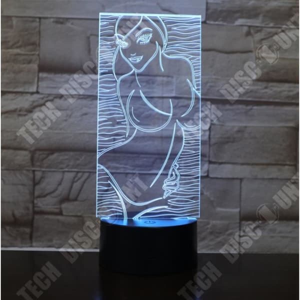 TD® Dekorativ USB Dam 7 färger Fjärrkontroll Optisk illusion Nattljus 3D Visualisering Bordsbordslampor 3D Glo MN54474