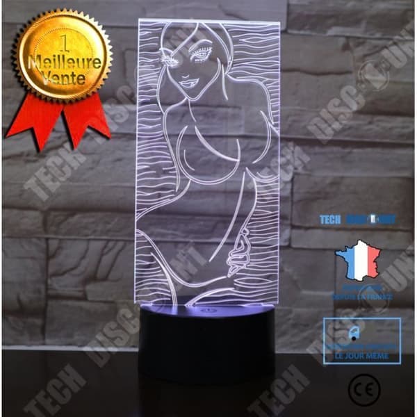 TD® Dekorativ USB Dam 7 färger Fjärrkontroll Optisk illusion Nattljus 3D Visualisering Bordsbordslampor 3D Glo MN54474