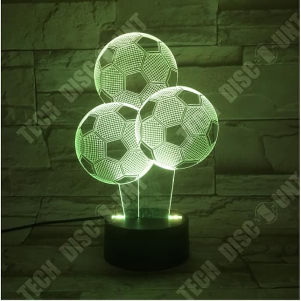 TD® Fotboll 3D Akryl Stereo Vision Light 7 färgskiftande USB Sovrum Nattlampa Nattlampa Kreativ heminredning