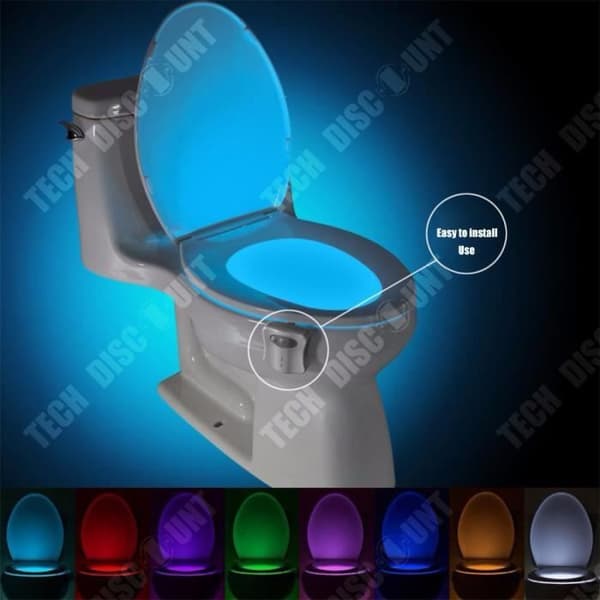 TD® Toalettlampa nattljus led rörelsesensor för toalett färgbyte skål belysning variation svart mörker