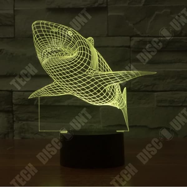 TD® 3D Optisk LED Nattlampa 3D LED Nattlampa Shark med 7 ljusfärger för heminredningslampa AmazTQ352204