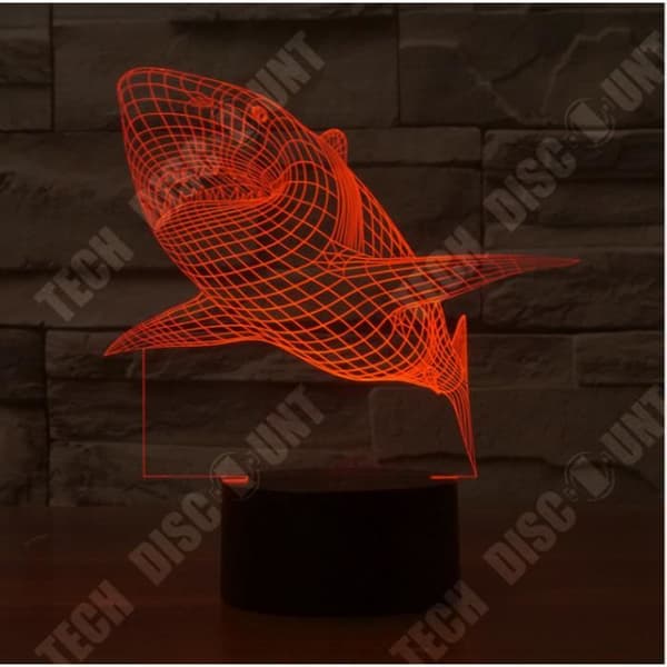 TD® 3D Optisk LED Nattlampa 3D LED Nattlampa Shark med 7 ljusfärger för heminredningslampa AmazTQ352204