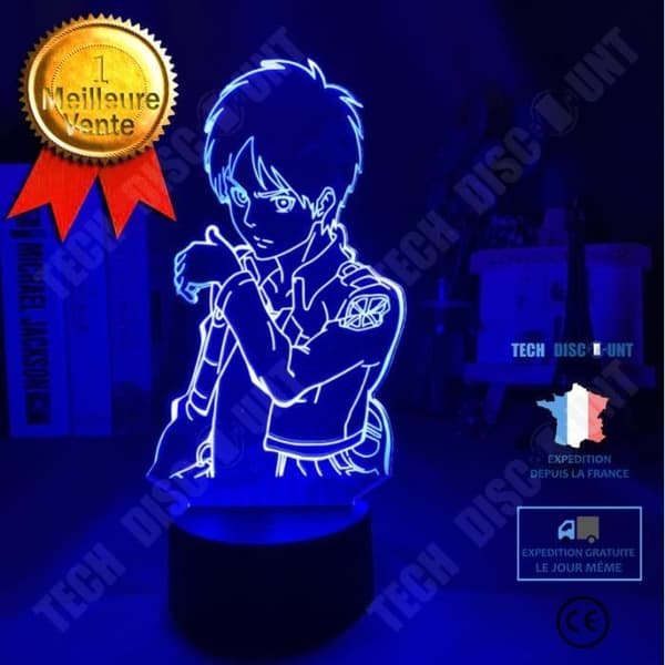 TD® 3D Illusion Lampa Led Nattljus Nattattack på Titan Giant Eren Jaeger Figur För sovrum Heminredning Lumi