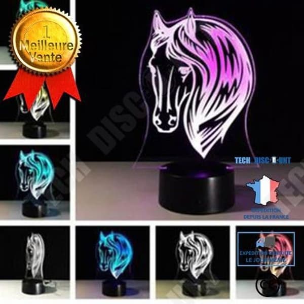 TD® USB-presenter 7 färger växlande häst LED nattlampa 3D LED bordsbordslampa som heminredning