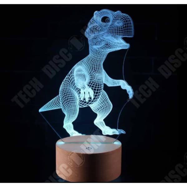 TD® QN LEEGOAL Dinosaur-Nattljus Fjärrkontroll 3D elektronisk klocka Kreativ nattlampa med färgglada ljus 4