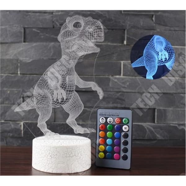 TD® QN LEEGOAL Dinosaur-Nattljus Fjärrkontroll 3D elektronisk klocka Kreativ nattlampa med färgglada ljus 4