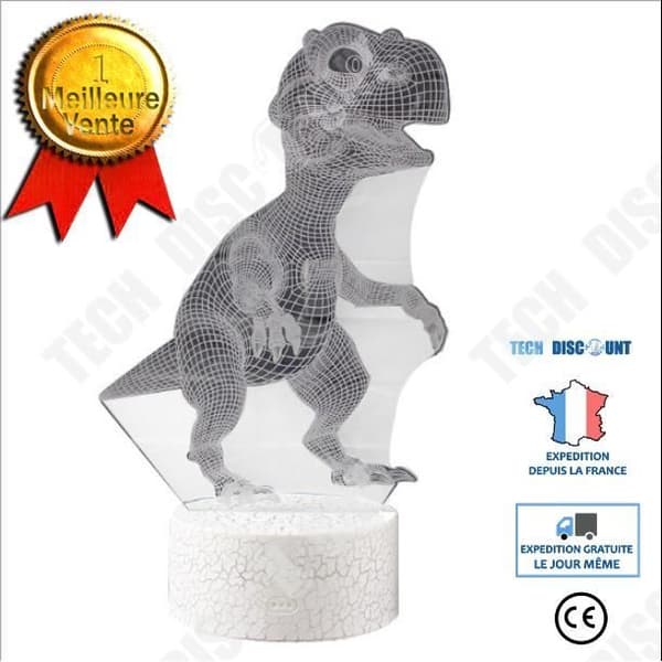 TD® QN LEEGOAL Dinosaur-Nattljus Fjärrkontroll 3D elektronisk klocka Kreativ nattlampa med färgglada ljus 4