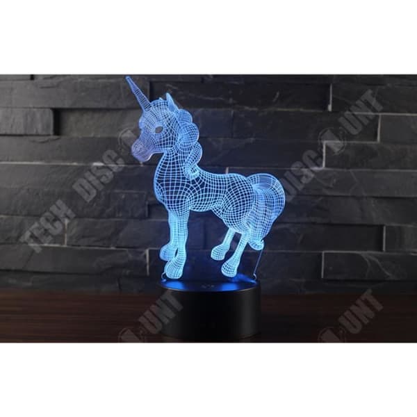 TD® 3D-lampa Unicorn Night Light 16-färgsdimmer med USB-fjärrkontroll LED Night Light Present för barn