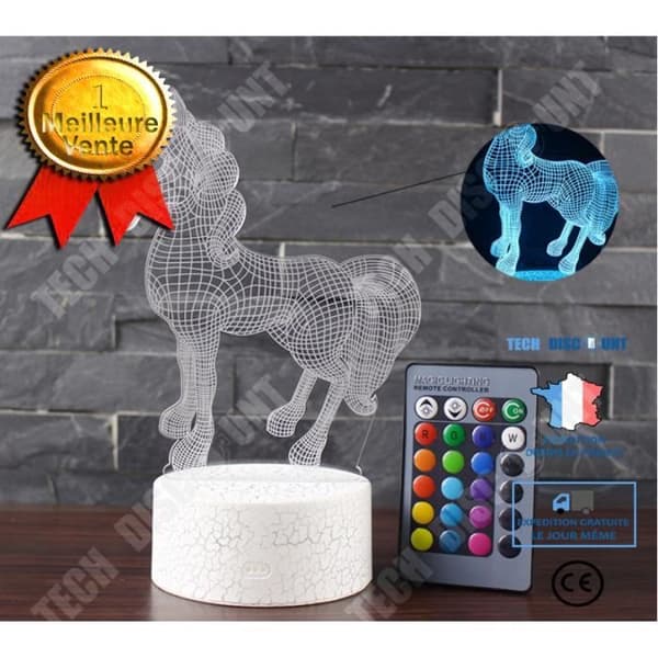 TD® 3D-lampa Unicorn Night Light 16-färgsdimmer med USB-fjärrkontroll LED Night Light Present för barn