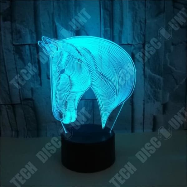 TD® 7 färger Ändrar Djur LED Nattljus Häst 3D Bordsbordslampa USB Baby Kid Sova Nyhet Nattlampa