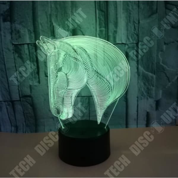 TD® 7 färger Ändrar Djur LED Nattljus Häst 3D Bordsbordslampa USB Baby Kid Sova Nyhet Nattlampa