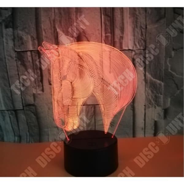 TD® 7 färger Ändrar Djur LED Nattljus Häst 3D Bordsbordslampa USB Baby Kid Sova Nyhet Nattlampa