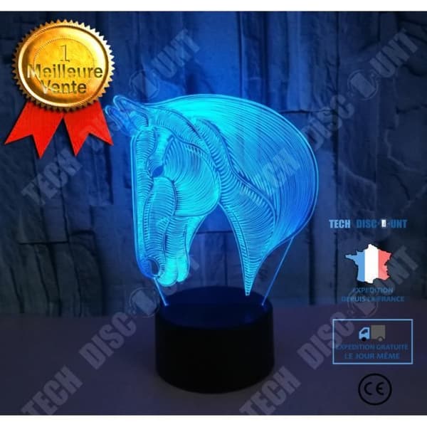 TD® 7 färger Ändrar Djur LED Nattljus Häst 3D Bordsbordslampa USB Baby Kid Sova Nyhet Nattlampa