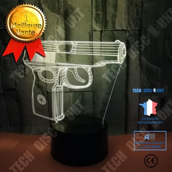 TD® New Style Gun 3D Nattljus Färgglad Touch Fjärrkontroll Led Visual Touch Light 3D Liten lampa