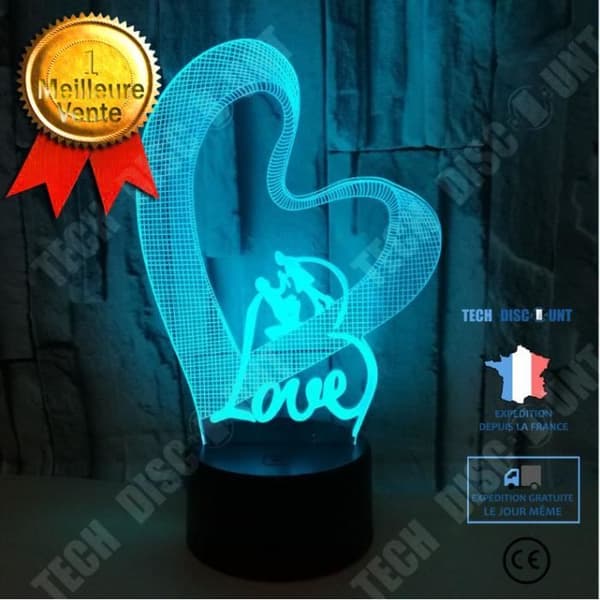 TD® Colorful LED Love LOVE 3D nattlampa