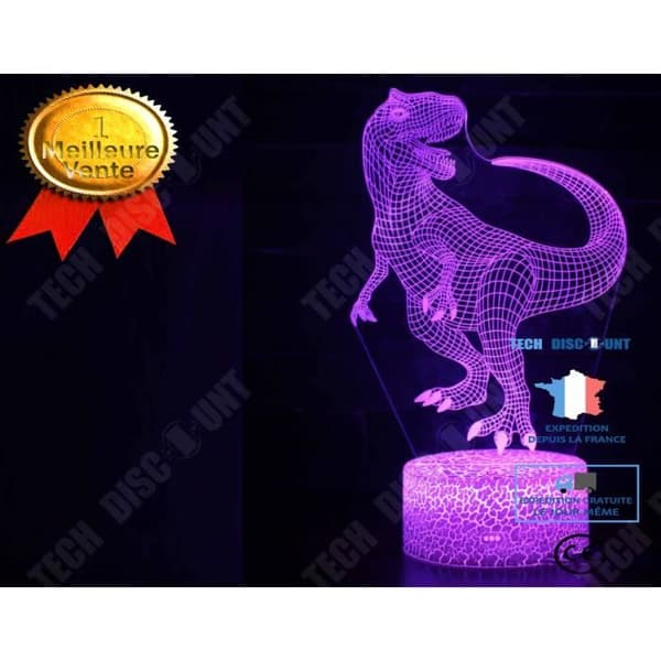 TD® 3D nattlampa för hologramlampa för barns sovrum, CROWNSTARQI, bästa julklappar (T Rex och 3 dinosaurier