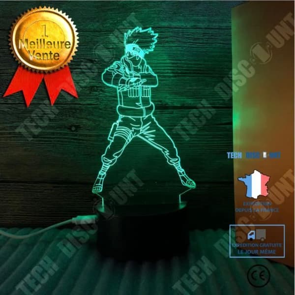 TD® Naruto 3D Nattlampa, Pojke, LED-ljus, Seven Color Touch Bordslampa