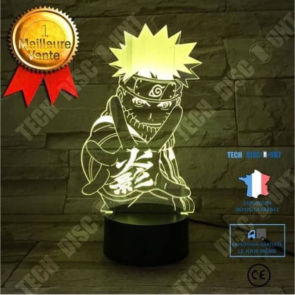 TD® Naruto lampa 3D nattlampa för pojke LED 7 färger Touch bordslampa present