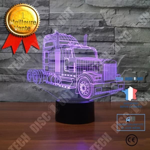 TD® Truck 3D Nattljus Färgglad Touch LED Visual Light Present Atmosphere 3D Visual Tredimensionell bordslampa