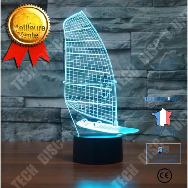 TD® 2019 Utrikeshandel Ny stil Segelbåt 3D-lampa Färgglad Touch Control LED Visuell lampa Kreativa gåvor Atmosfär