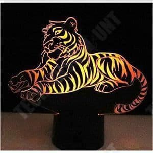 TD® 3D optisk LED nattlampa 3D LED nattlampa Tiger med 7 ljusfärger för heminredningslampa Amazing V 68