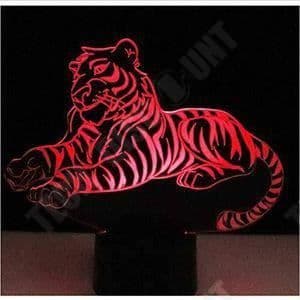 TD® 3D optisk LED nattlampa 3D LED nattlampa Tiger med 7 ljusfärger för heminredningslampa Amazing V 68