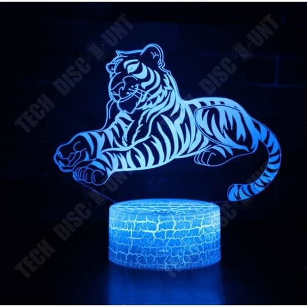 TD® 3D optisk LED nattlampa 3D LED nattlampa Tiger med 7 ljusfärger för heminredningslampa Amazing V 68
