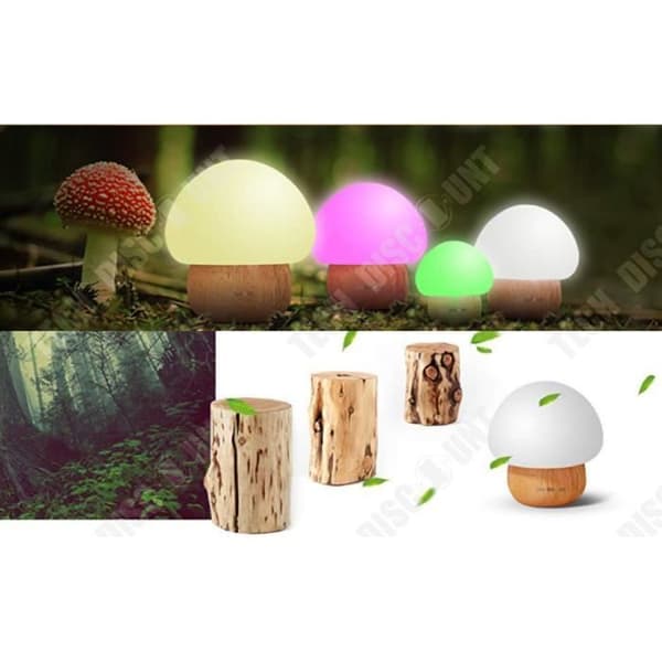 TD® Mushroom sänglampa barns läsbord led modernt trä flicka barn pojke sovrum fjärrkontroll bord dekoration