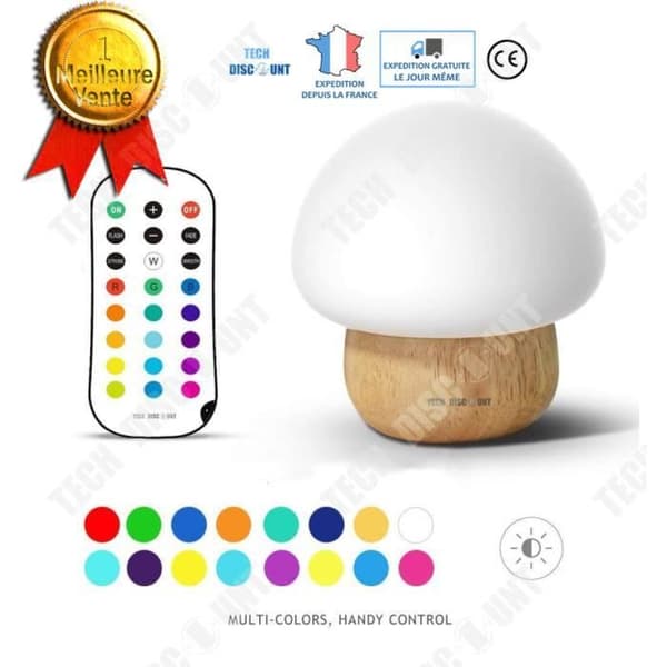 TD® Mushroom sänglampa barns läsbord led modernt trä flicka barn pojke sovrum fjärrkontroll bord dekoration