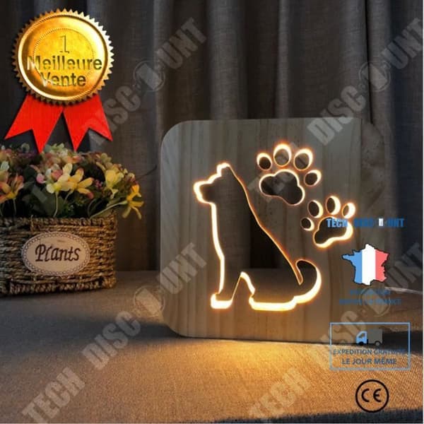 TD® Blandad BORDSLAMPA - 3D nattlampa Kreativ belysning Heminredning - Hund - gul QP™