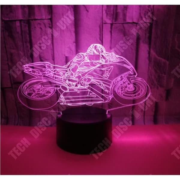 TD® Motorcykel 3D Färgrik Touch Bordslampa 3D Touch Nattlampa USB 3D Färgrik Utbytbar Bordslampa