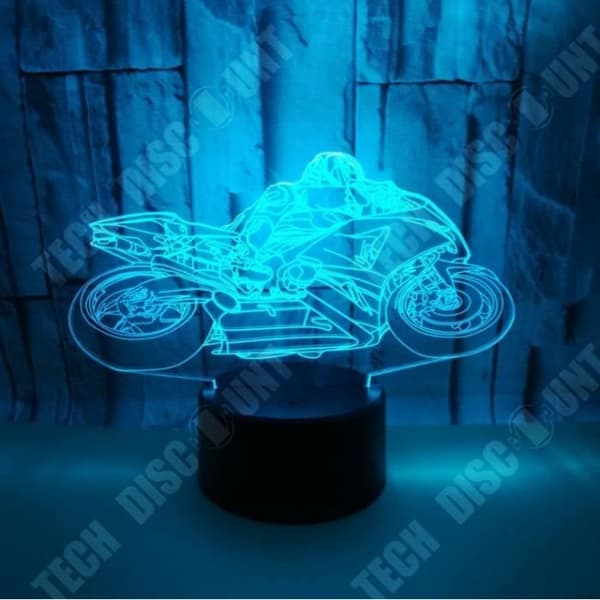 TD® Motorcykel 3D Färgrik Touch Bordslampa 3D Touch Nattlampa USB 3D Färgrik Utbytbar Bordslampa