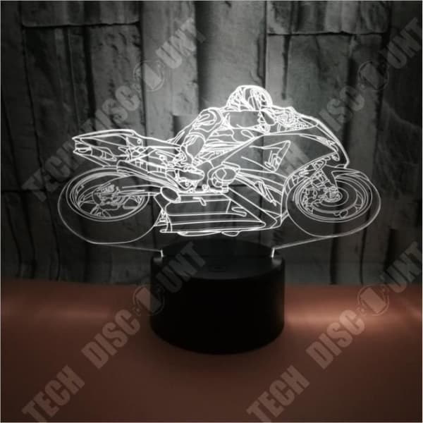 TD® Motorcykel 3D Färgrik Touch Bordslampa 3D Touch Nattlampa USB 3D Färgrik Utbytbar Bordslampa