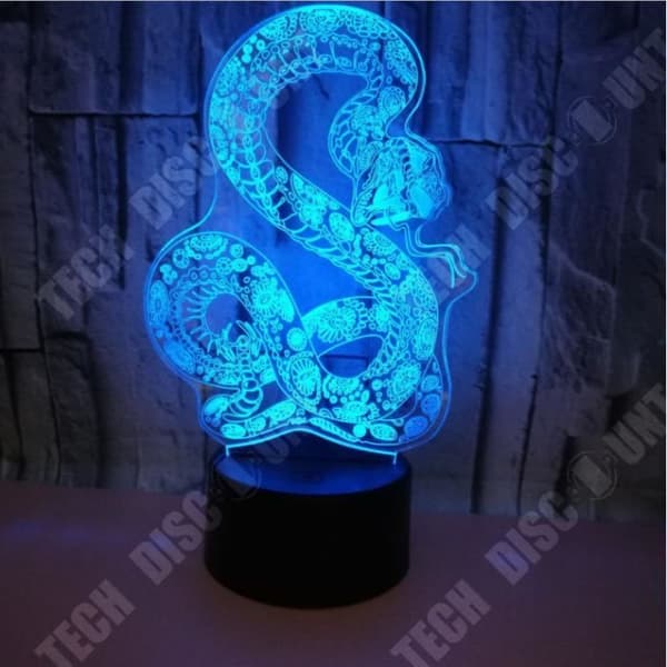 TD® Nattljus 3D Led Strumpeband Snake Design Bordslampa Sovrum Atmosfär Vision Nattljus Usb 7 Färgväxlare Baby Somm