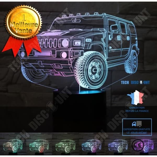 TD® 3D Nattljuslampa Fjärrkontroll Control Touch Suv Bil Barnleksak Barn Födelsedagspresenter 7 färger Byt ljus