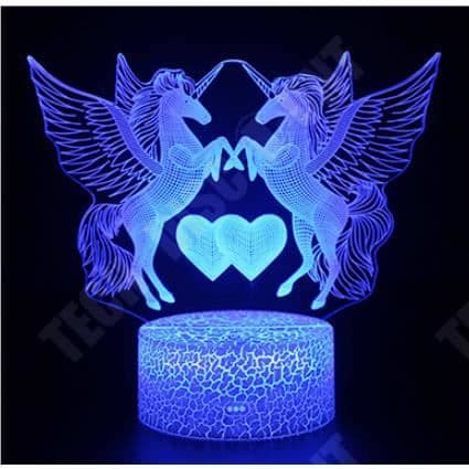 TD® Nice Dream 3D Unicorn Night Light för barn, USB LED-lampa för flickor Illusion Night Light, 16 färger som ändras med fjärrkontroll