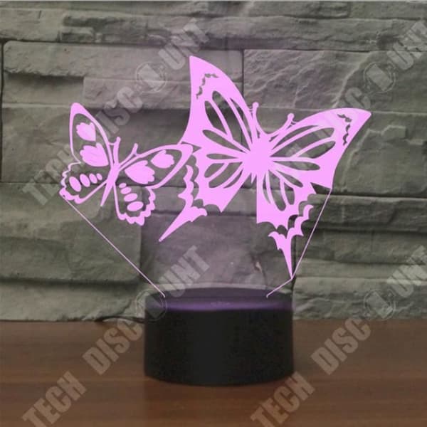 TD® Dekorativ USB Butterfly 7 färger Fjärrkontroll Optisk illusion 3D Night Light Visualization Bord Skrivbord 3D Glow Lampor