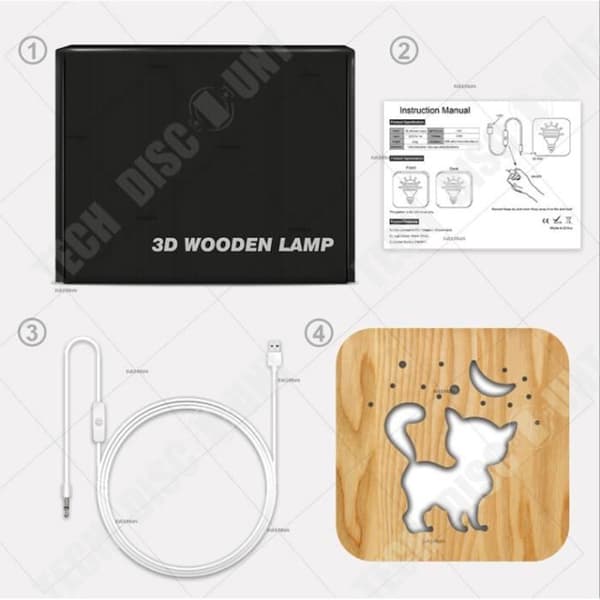 TD® BORDSLAMPA Mixed - söt 3D nattlampa Kreativ belysning Heminredning - Katt - gul QP™